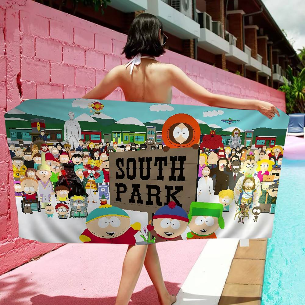 South Cartoon Park Microfiber Blanket Quick Drying Beach Towels Oversized Printing Super Absorbent Pool Towel Blanket