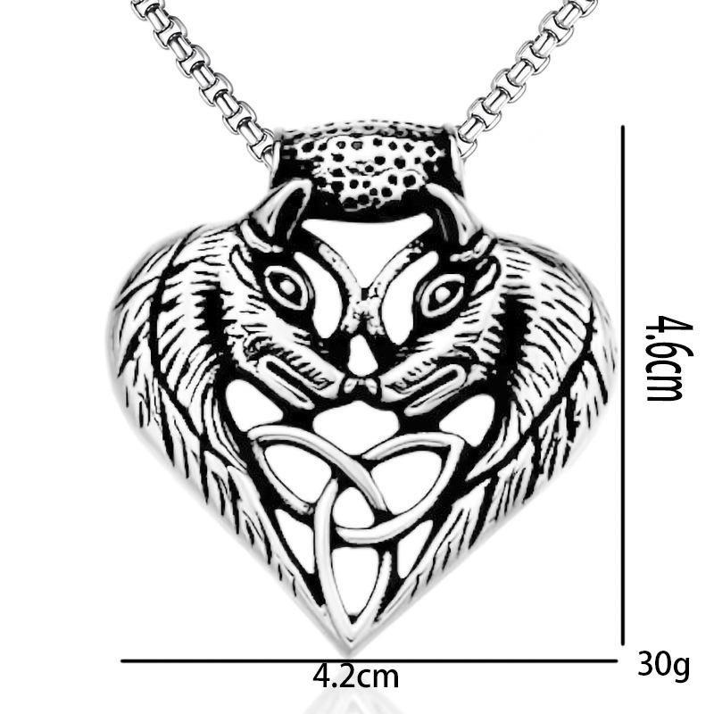 Titanium Steel Viking Double Wolf Totem Pendant Necklace, Punk Hip-hop Style for Men