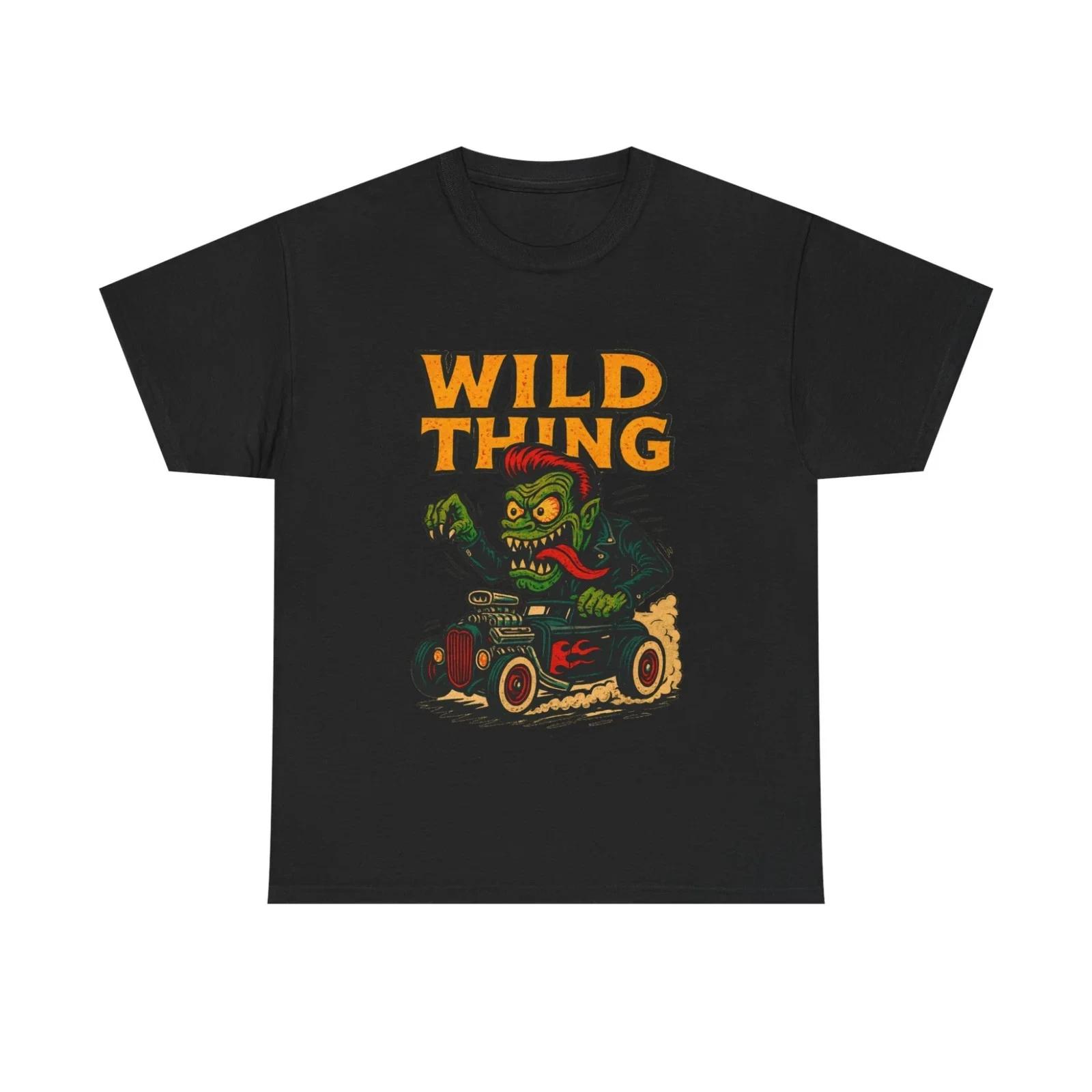 Wild Thing Hot Rod Rat Rod Flames Rockabilly Kustom Kulture T-shirt Tee Lowbrow 2XL