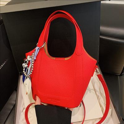 Premium Texture Simple Portable Bucket Bag Women'S Bag Retro Shoulder Messenger Bag