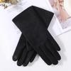 New Women Winter Keep Warm Touch Screen Suede Fabric Plus Velvet Inside Thicken Female Elegant Solid Simple Style Soft Gloves
