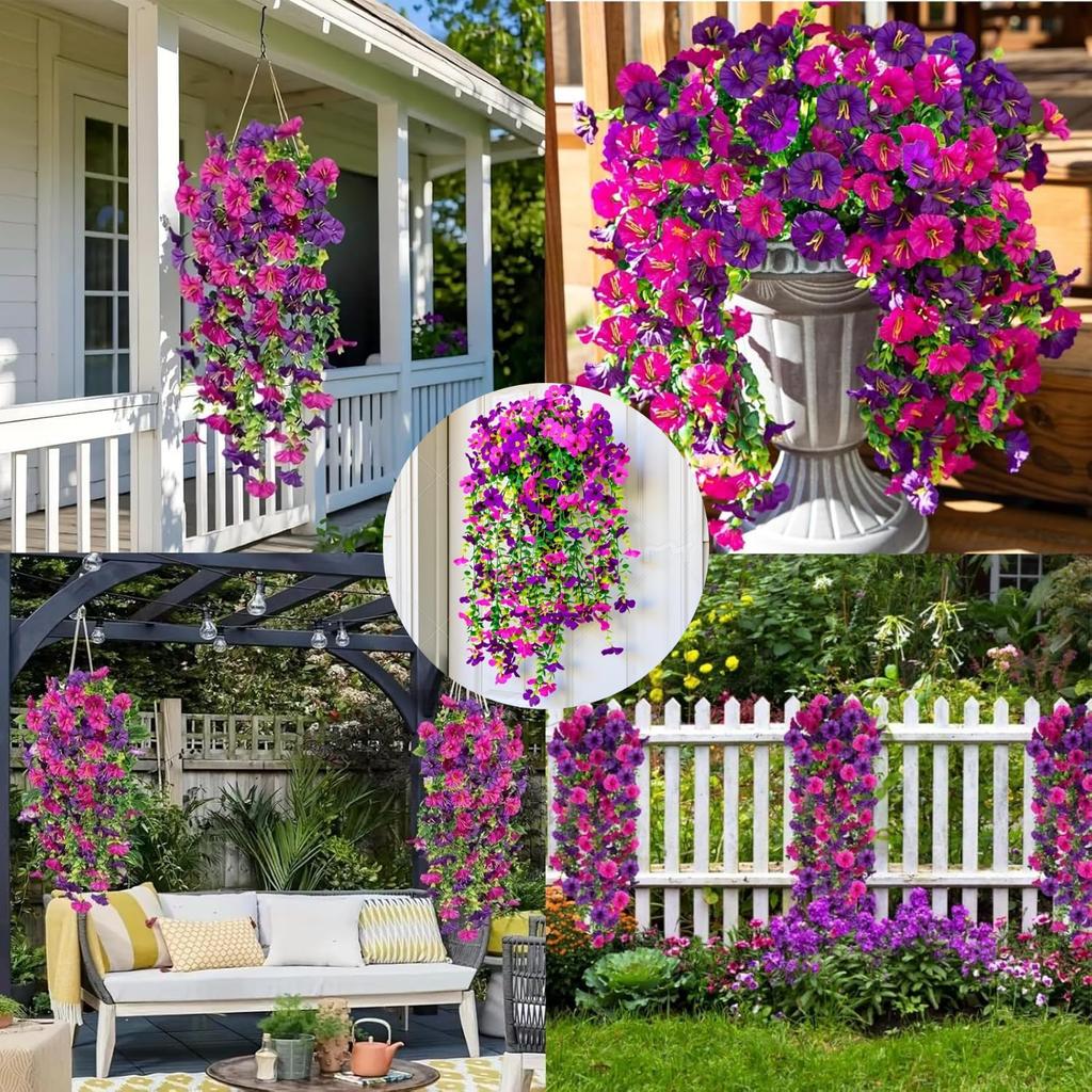 Fake Morning Glory Hanging Flowers-Artificial Petunias Plants For Home Garden Wall Hanging Wedding Party Festival Decoration