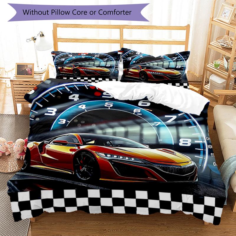 Set Biancheria da Letto da Corsa 3 Pezzi Copripiumino Chiusura Include 1 Copripiumino e 2 Federe, Morbido e Confortevole per Tutte le Stagioni.