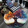 Colorful Tree Round Area Rug,Carpet Rug for Living Room Bedroom Sofa Playroom Decor,Non-slip Floor Mat