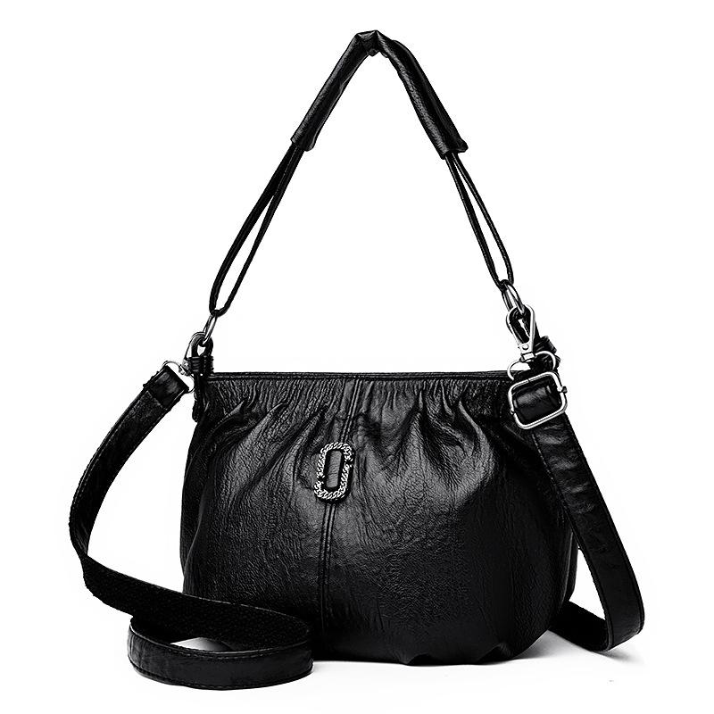 

Женская универсальная сумка через плечо большой вместимости, модная сумка для мамы, высококлассная ретро сумка-ведро для женщин чёрный