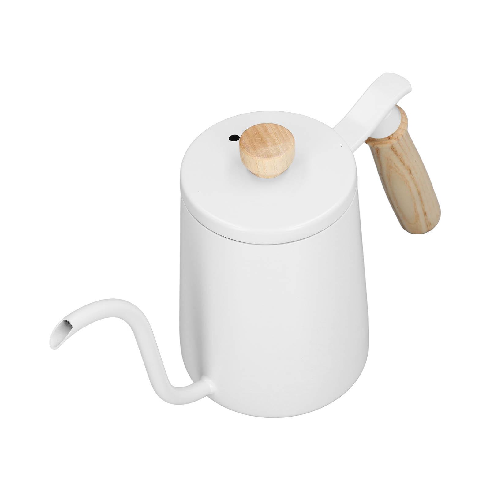 Coffee Pour Over Kettle 600ml 304 Stainless Steel Gooseneck Spout Wood Handle Gooseneck Kettle for Coffee Water Drinks