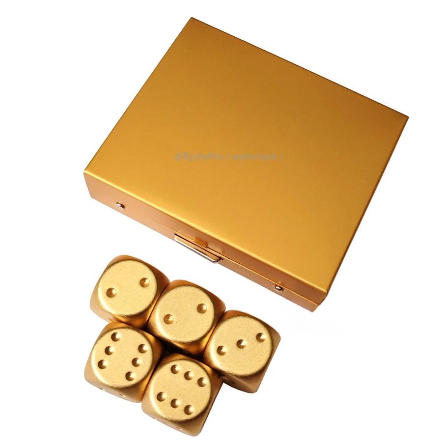 5 in1 Metal Dices with Precision Aluminum Alloy for Poker Party Game Rounded Corners Dice Set Toy Portable Dice Boyfriend Gift