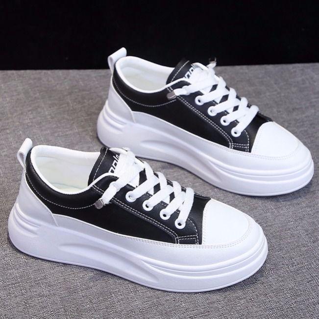 2025 Spring Women's White Korean Style Platform Sneakers – Versatile Height-Increasing Casual Shoes