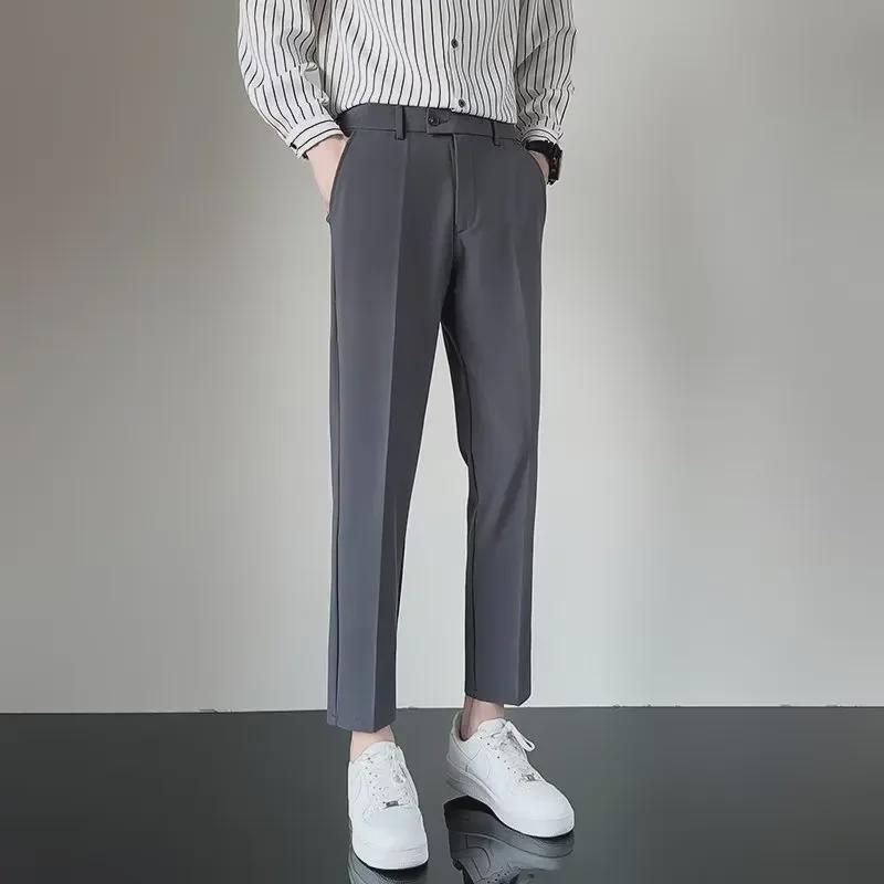 Herre Slim Fit Nine-Point Dressbukser: Forretnings-, formell- og fritidsklær for vår og sommer.