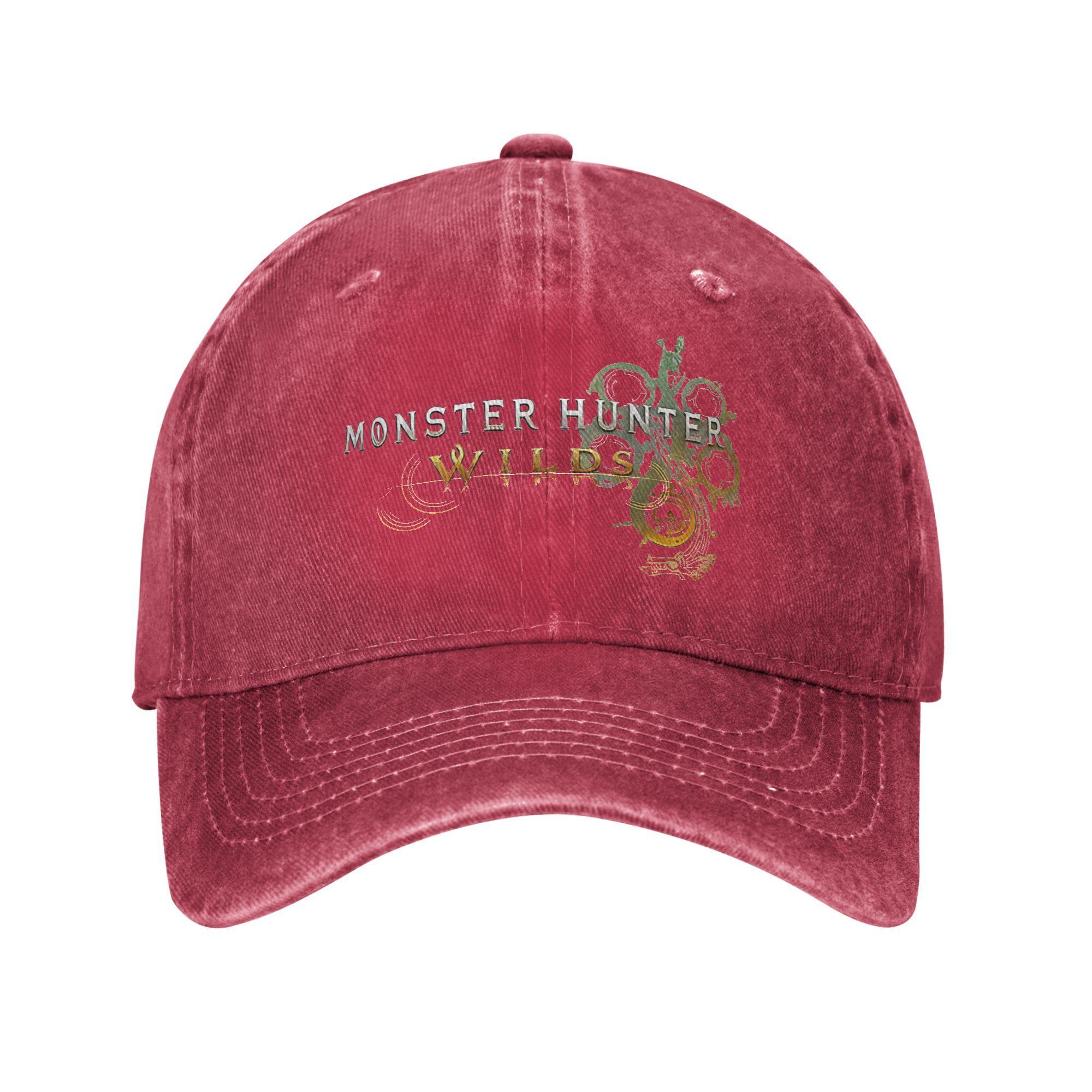 Monster Hunter Wilds Бейсболка Винтажная Потертая Джинсовая Видеоигра Снэпбэк Шляпа Мужская Женская Для улицы Летняя Регулируемая Кепка Шляпа Adjustable