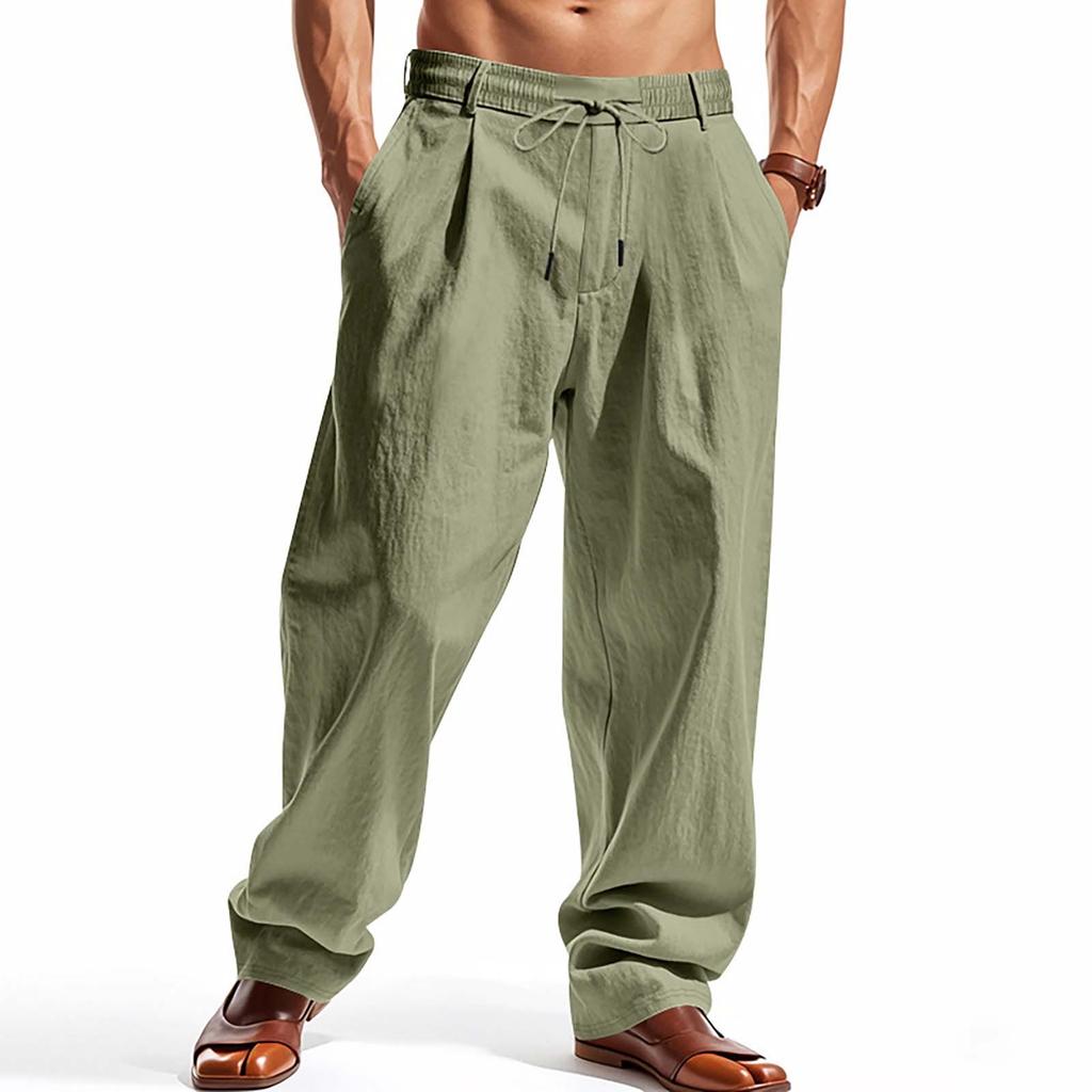 Men's Loose Linen Casual Minimalist Trendy Wide Leg Beach Sports Pants