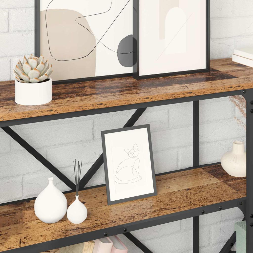 Console Table with Shelf Reclaimed Wood Look 160 x 30 x 75 cm Engineered Wood