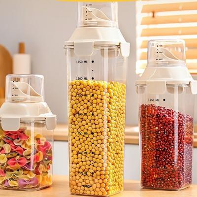Transparent Sealed Jar With Measuring Cup Moistureproof Grain Storage Jar Leak-Proof Airtight Cereal Container