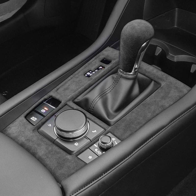 For LHD Mazda3 Axela 2020 2021 2022 2023 2024 2025 Suede Overlays Interior Trim On Gears, Window Lifting Button, Steering Wheel