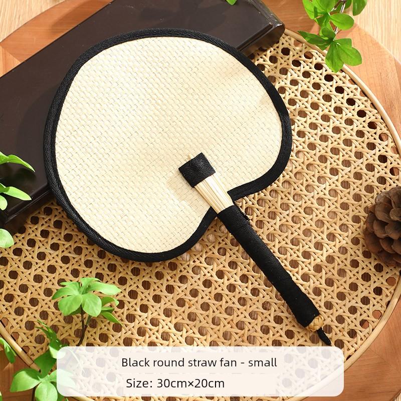 Hand-Woven Summer Straw Fan with Embroidery, Children's Cartoon Mosquito-Repellent Banana Fan, Durable Portable Fan for Summer