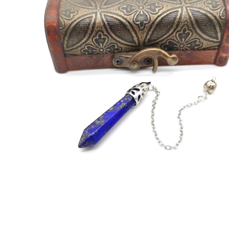 Amethyst Natural Stone Hexagonal Column Tapered Pendant Necklace Hexagonal Spine Crystal Yoga Pendulum L06