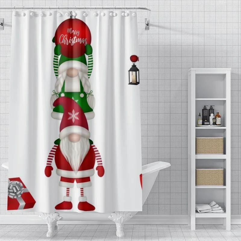 Home Decoration Shower Curtains For Bathroom Waterproof Curtain Fabric Modern Nordic Style Living Room Merry Christmas Winter