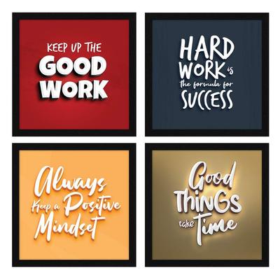 Motivational Wall Frames, Inspirational Quotes Wall Frames For Home Office Study Room Decor, Multicolor Posters With Frame, Set of 4