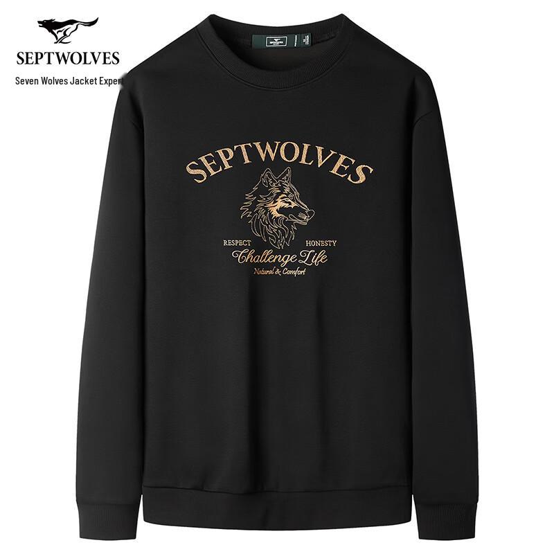 

Qipilong Men s Wolf Head Print Pullover Sweatshirt XL
