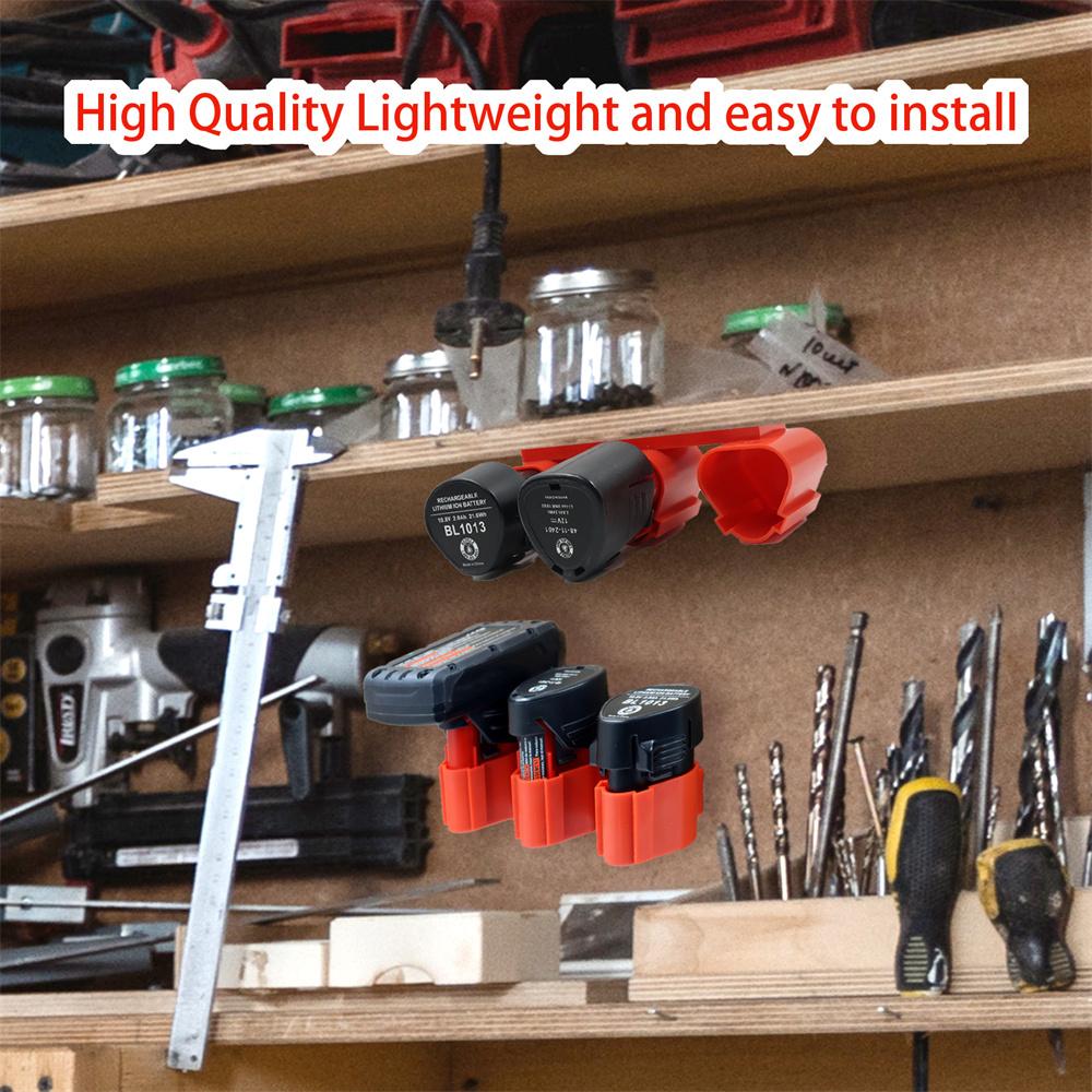 Red Wall Mounted Battery Rack Hanger Holder For Makita Bosch Milwaukee 10.8/12V