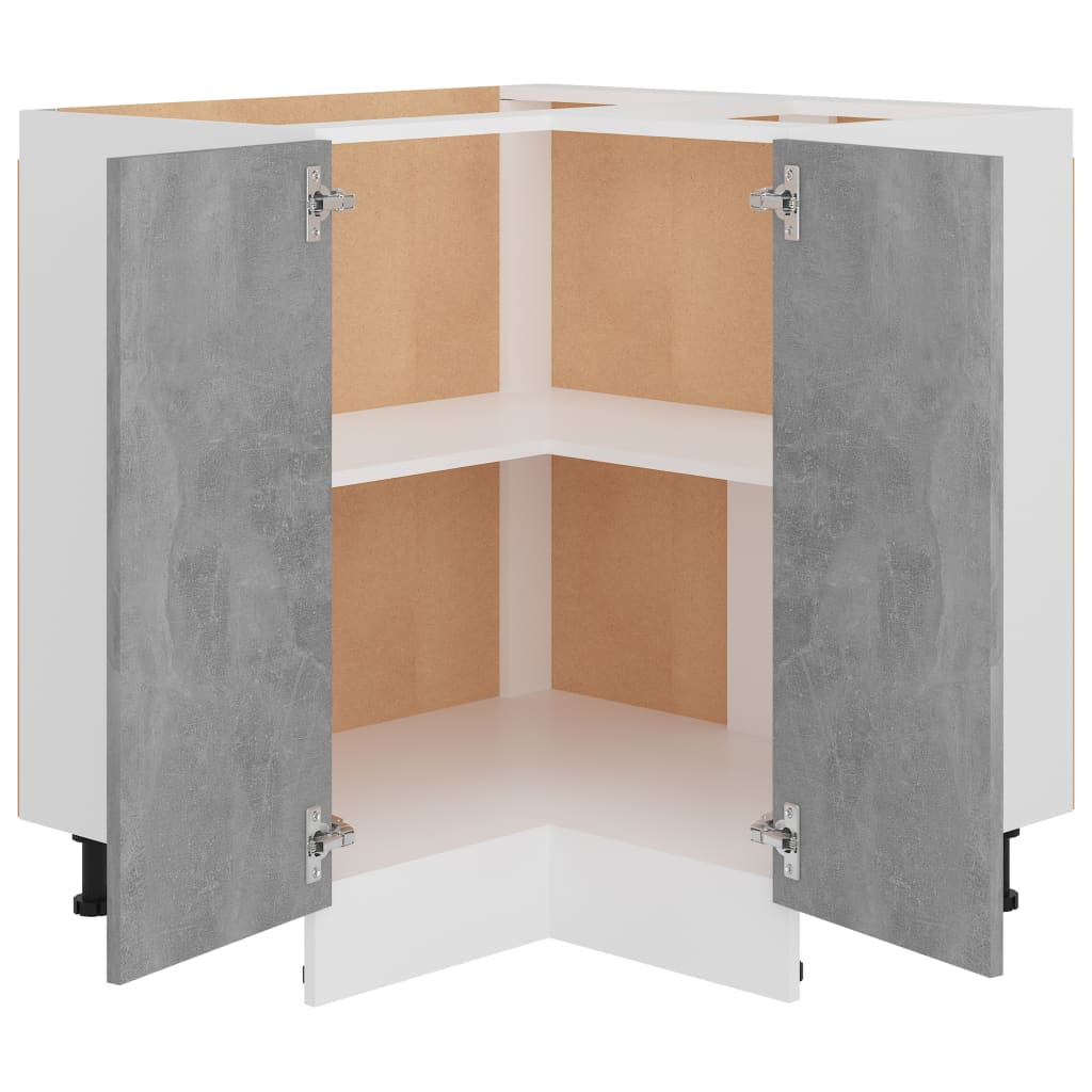 Lyon Corner Base Cabinet Concrete Grey 75.5 x 75.5 x 81.5 cm Particleboard