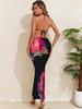 2026 European & American Women's Printed Long Skirt Split Bikini Three-Piece Swimsuit