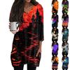 Women's Casual Halloween Print V Neck Tunic Top 3/4 Sleeve Mid Length with Pockets Lightweight Soft Fabric Relaxed Fit