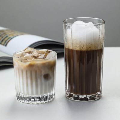 Tazza in vetro a strisce semplice in stile nordico, resistente al calore, tazza per acqua, tazza per latte, tazza per caffè