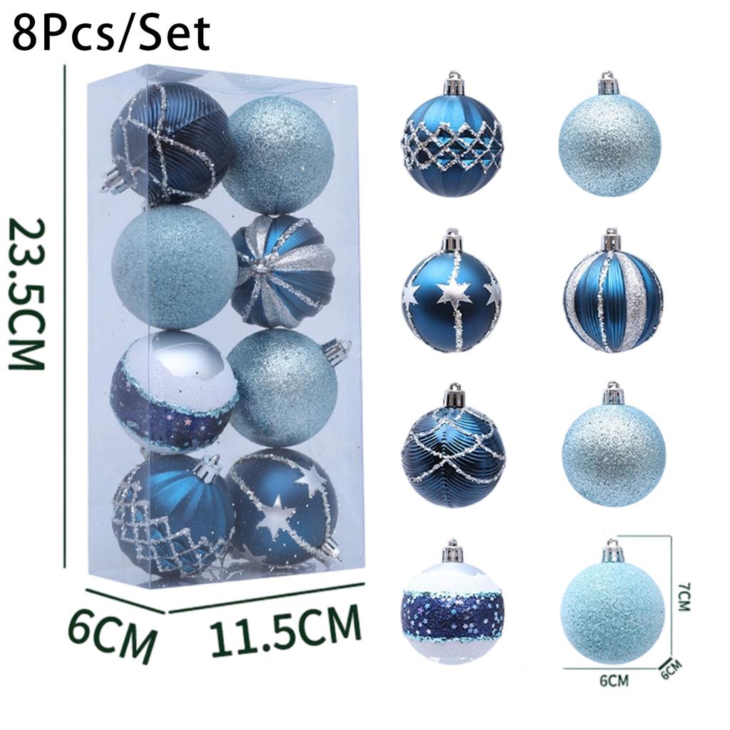 24/8PCS Glitter Painting Xmas Balls Set Christmas Tree Hanging Pendants Ball New Year Party Ornaments Home Decoration Supplies