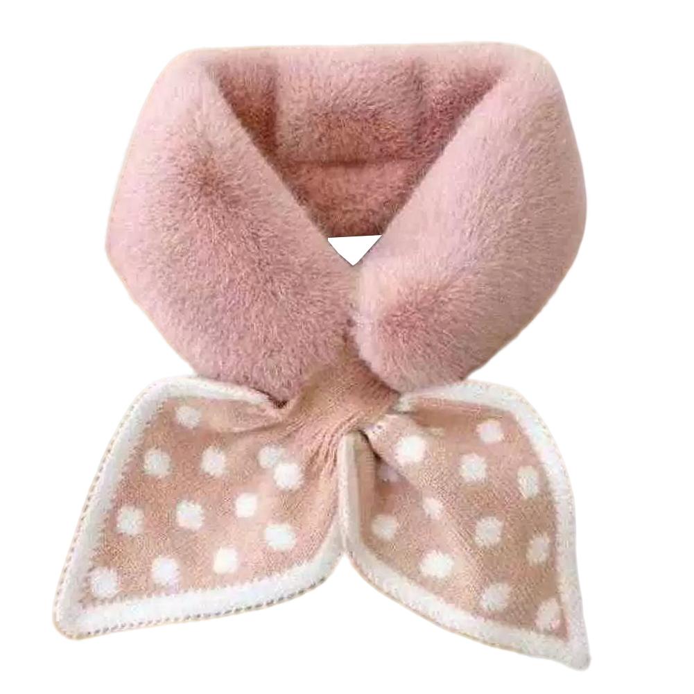 Soft Faux Fur Scarf Dots Knitted Splice Plush Cross Scarf Winter Warm Furry Fur Collar Cross Neck Sleeve Scarves For Women Girls