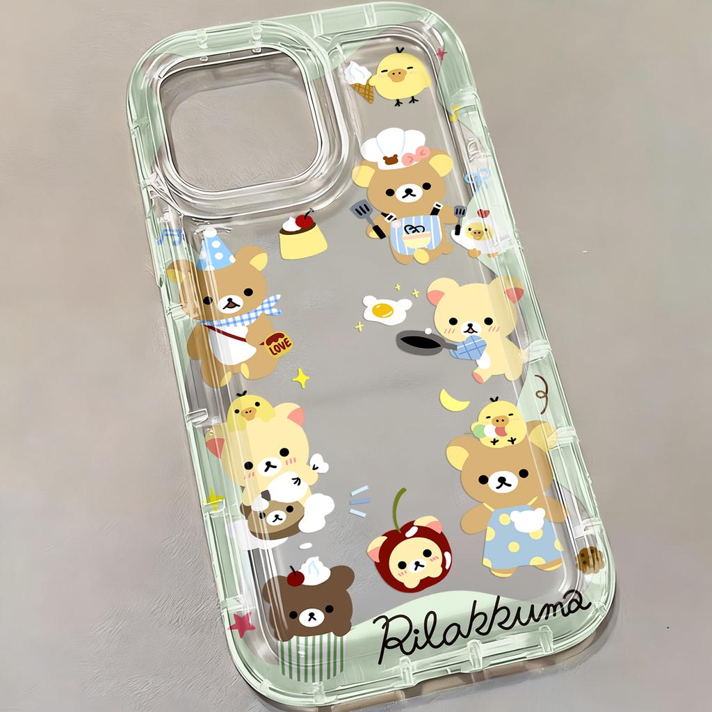Phone Case for iPhone 17 16e 16 15 14 13 12 11 Pro Max 7 8 Plus X XR XSMax Airbag Anti Fall Clear Cover Cartoon R-Rilakkumas