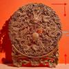 Nine Dragons Peach Wood Pendant: Hand-Carved Hanging Ornament for Home Entrance or Living Room Decor.