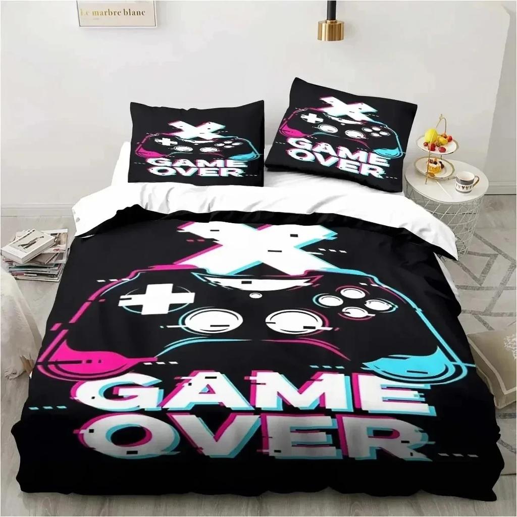 Gaming Duvet Cover Set Game Room Decor Boys Boys Teen Video Game Duvet Cover Single Bedding Set Let's Play Quilt Cover Bed Set
