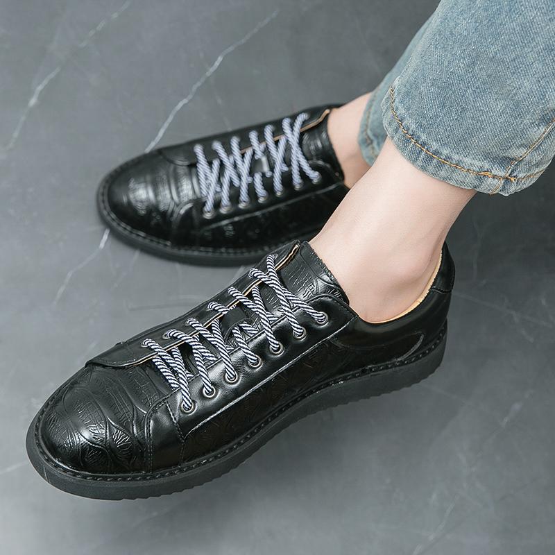 Fashion Brand Men Casual Lace Up Shoes Leather Fashion Spring New Men Sneakers Daily Commute Outdoor Versatile Leisure Thick Soled Shoes