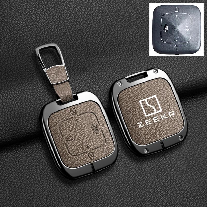 Interior Mouldings For Zeekr 7X 2024 2025 Zinc Alloy Leather Car Remote Key Case Cover Fob Protector Shell Holder Auto Keychain