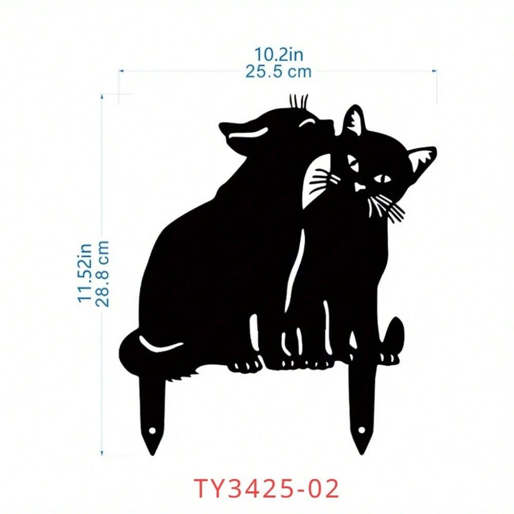 Metal Cat Fence Art Ornament, Whimsical Garden Decor for Outdoor Party Decoration