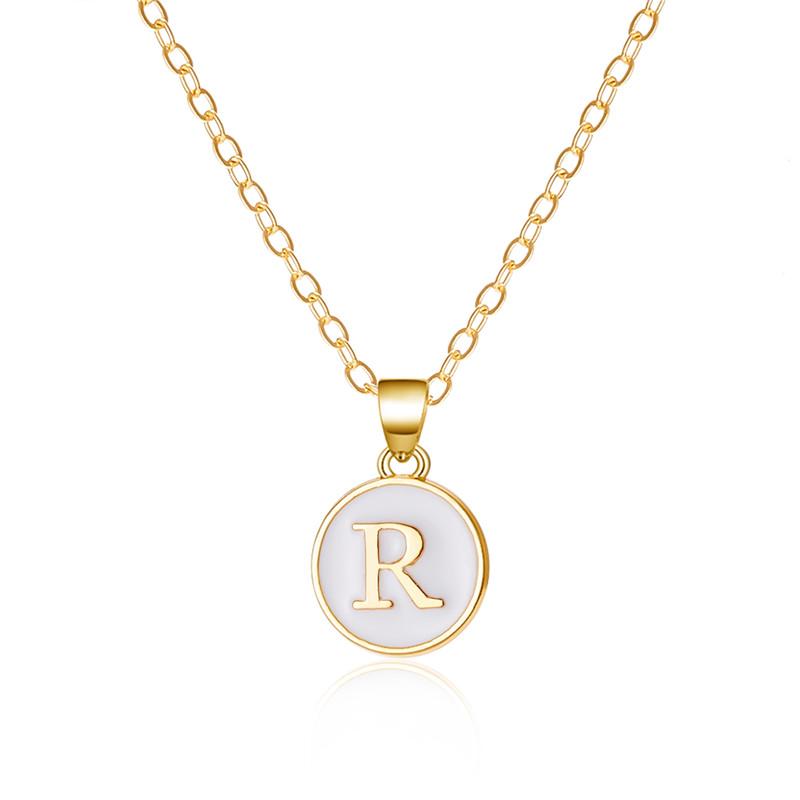 A-Z 26 Letters Necklace For Women Exquisite Initials Name Round Enamel Pendant Clavicle Chain Choker Necklaces Jewelry