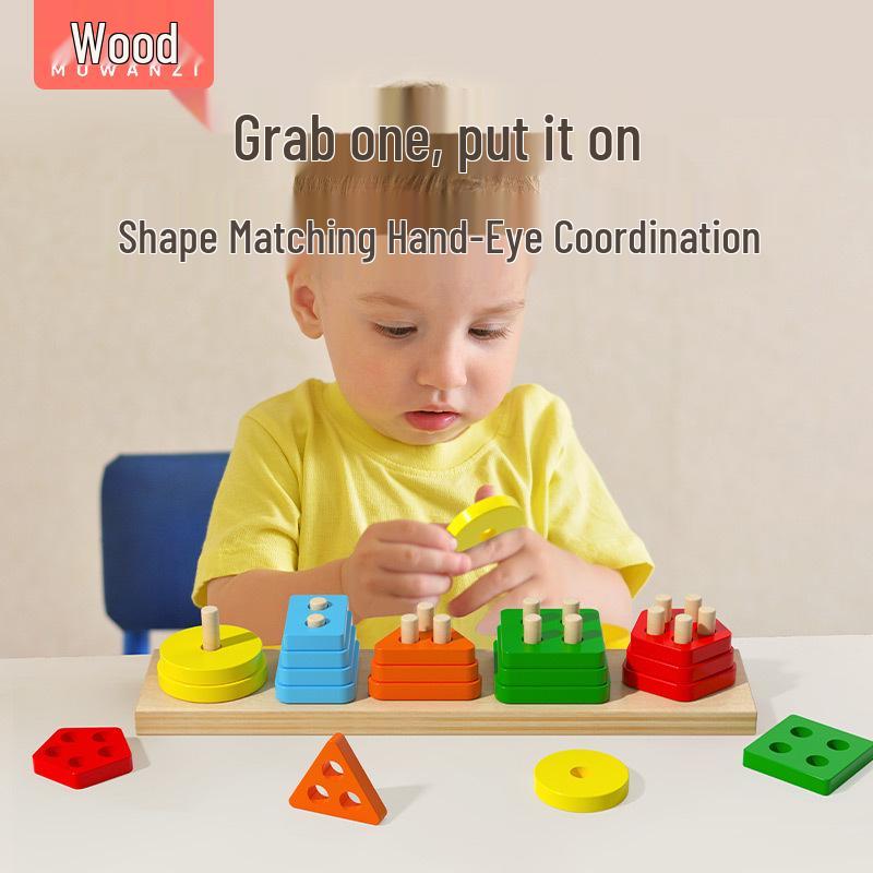 Geometric Shape Column Set - Early Learning Toy for Color, Shape & Size Recognition