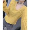 V-neck Beaded Sweater Long-sleeved Women's Sweater Base Shirt Solid Color Pullover Fashionable Casual Top