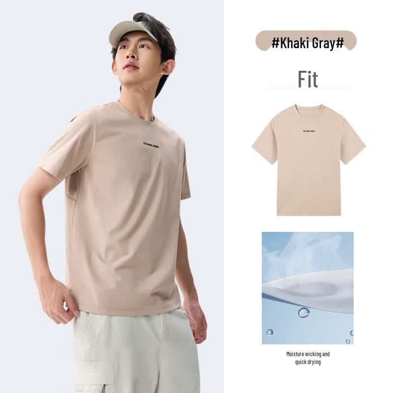 Camel Unisex Round Neck Short Sleeve T-Shirt M