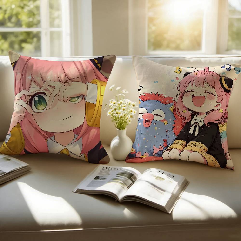 Anya Forger Pillow Case Anti-dustmite Pillowcase Invisible Zipper Silky Short Plush Sofa Cushion Cover