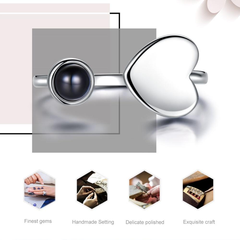 Gold Platinum Rose Gold Plated Heart 925 Sterling Silver Love Adjustable Ring for Women Jewelry