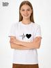 Love Heartbeat Print T-Shirt Cute Nurse Healthcare TShirt Funny Couple Matching Valentines Day Gift Shirt