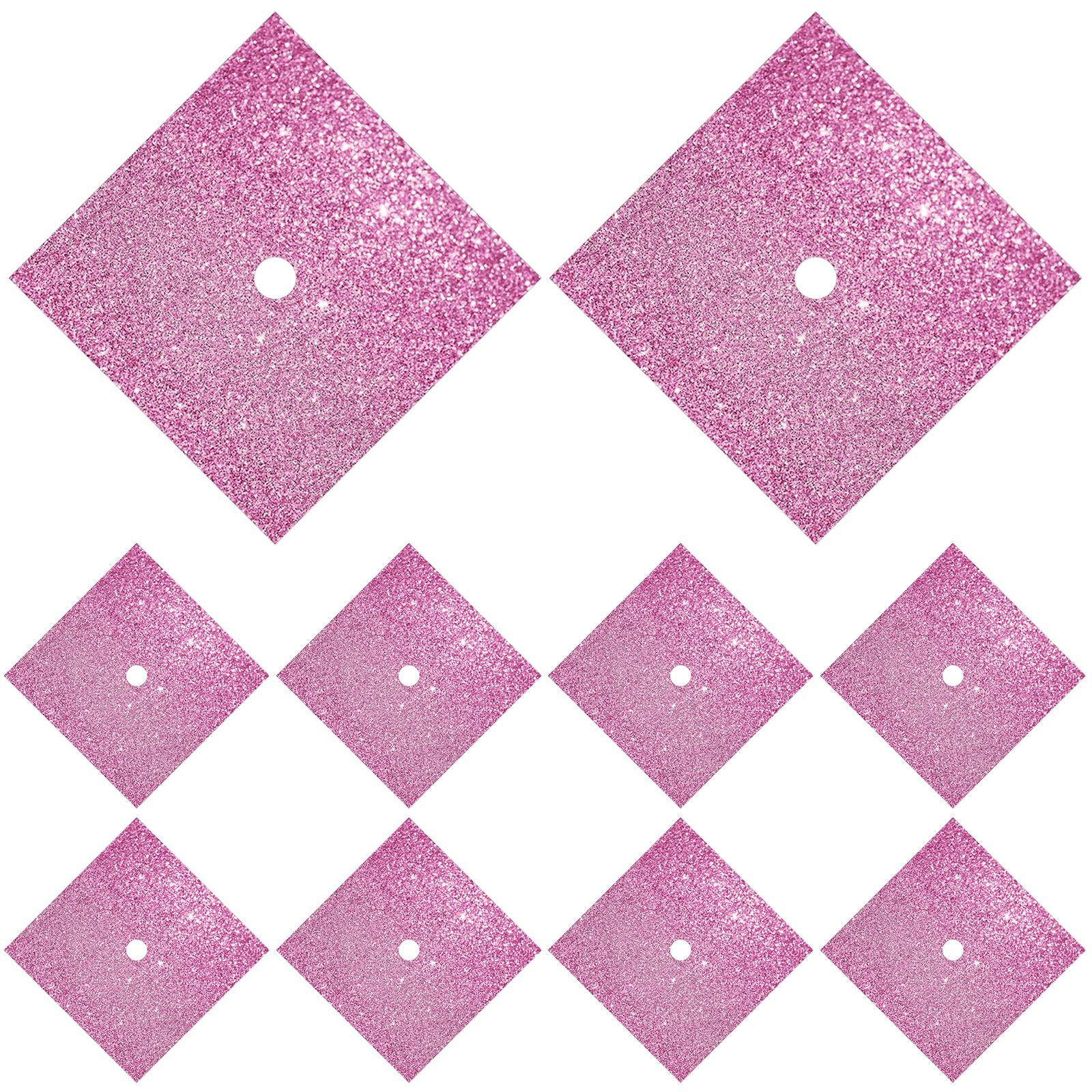 10PCS 9.8 Inch Upgrade Graduation Cap Decorations Kit Sponge Papers Glitter Construction Paper for Graduations Caps Topper Use розовый