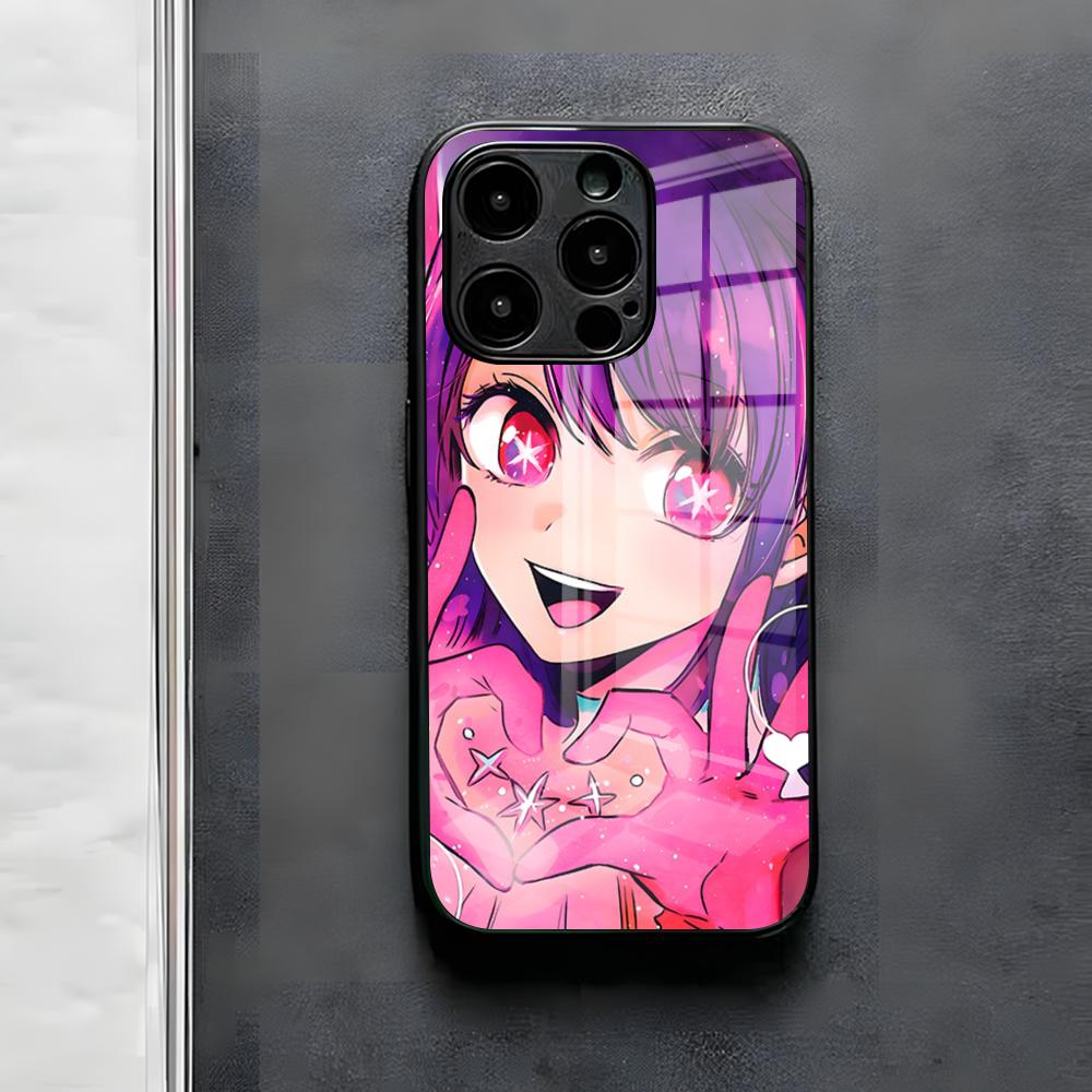 Oshi No Ko Anime Ai Hoshino Phone Case For IPhone 17 Air 16 E Pro Max 15 14 13 Mini 12 Pro 11 Max Plus Black Glass Cover