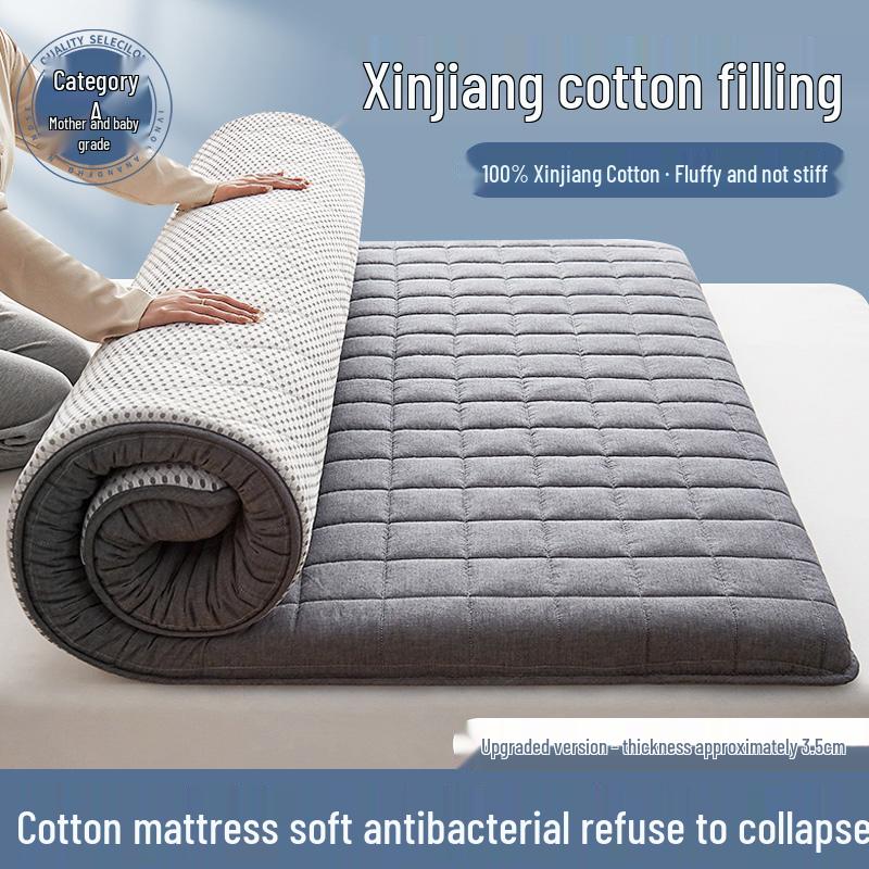 Soft Xinjiang Cotton Mattress Pad for Home or Dorm - Single/Double