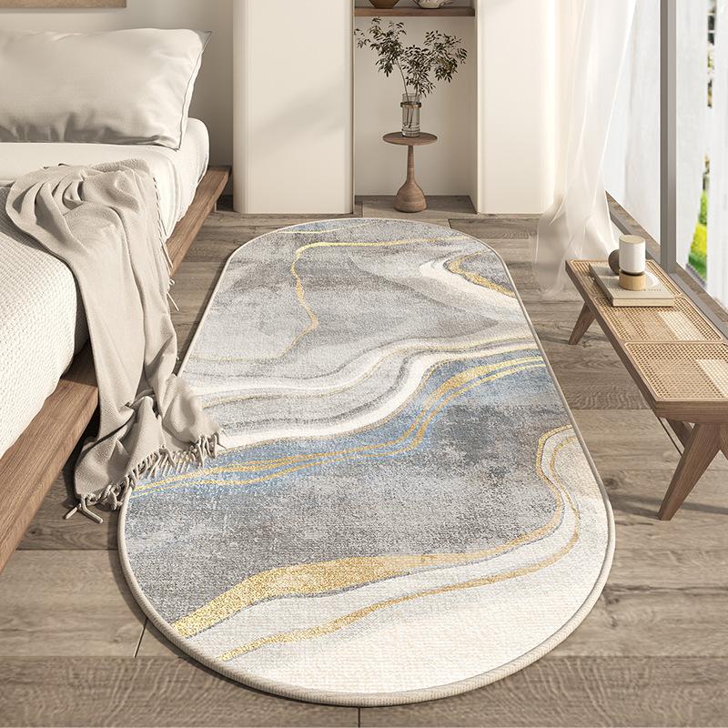 Oval Bedside Italian Minimalist Carpet Room Bedside Floor Mat Bedroom Wabi Sabi Master Bedroom Under The Bed Photo Mat