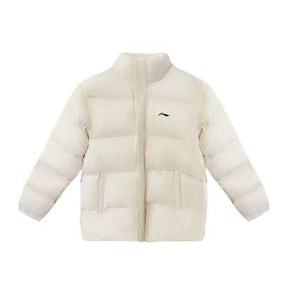 Li Ning 2025 Winter Stand Collar Short Warm Windproof Cotton Jacket Unisex Jackets Off-White AJMV307-2