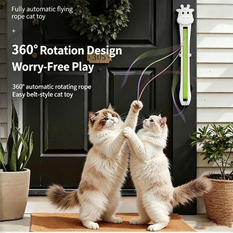 Rechargeable Cord Teaser for Single-Feline and Several-Feline Homes, Automatic Moving Line Device with Flexible Household Positioning