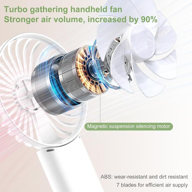 Mini Handheld Fan Powerful Handheld Fan Small Battery Operated Fan with LED Display 4 Speed Adjustable Lightweight Rechargeable
